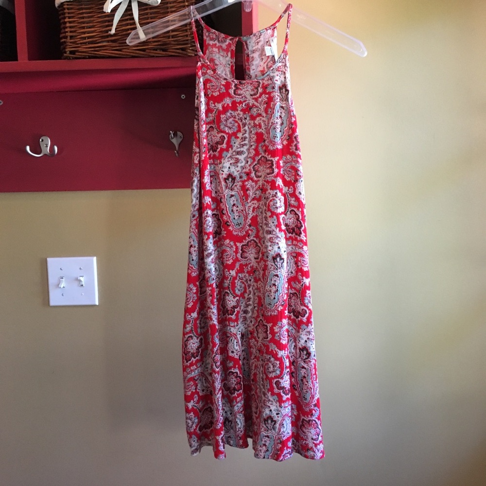High neck red paisley swing dress by AEO